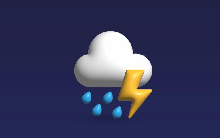 "A symbol of weather that includes white cloud, rain & thunder."